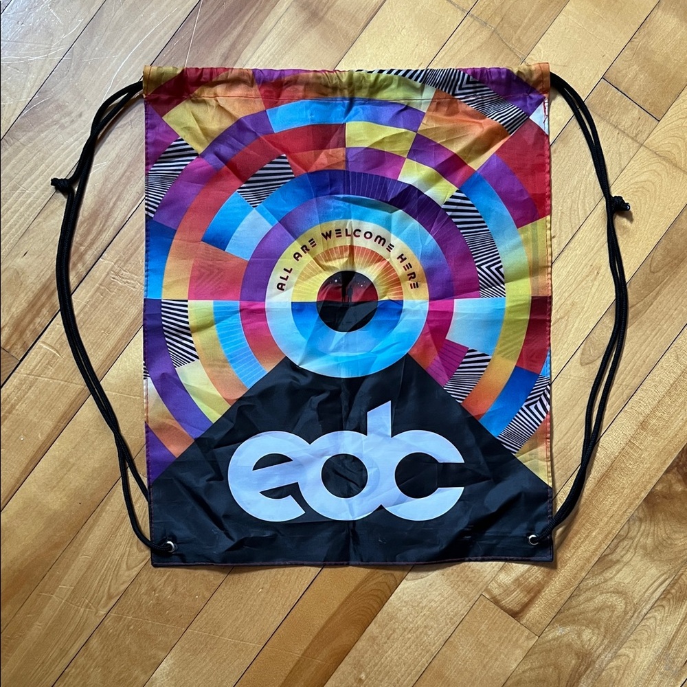EDC Multicolor Target Drawstring Backpack with Black Base
